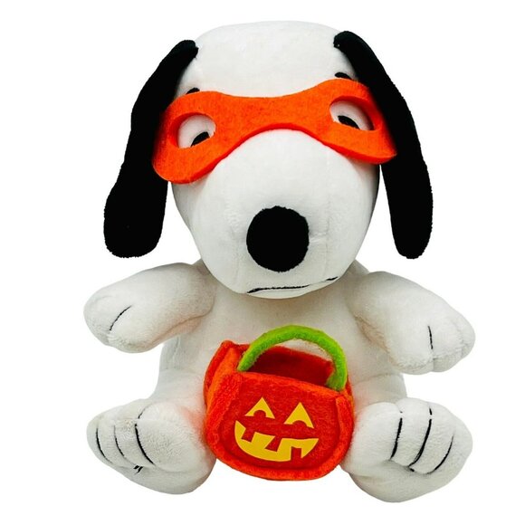 Hallmark Other - Hallmark Snoopy Halloween Trick or Treat Plush Orange Mask Pumpkin Bag Peanuts